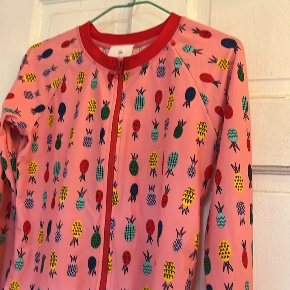 Hanna Andersson Pink Pineapple Zip Rashguard in size 160/14